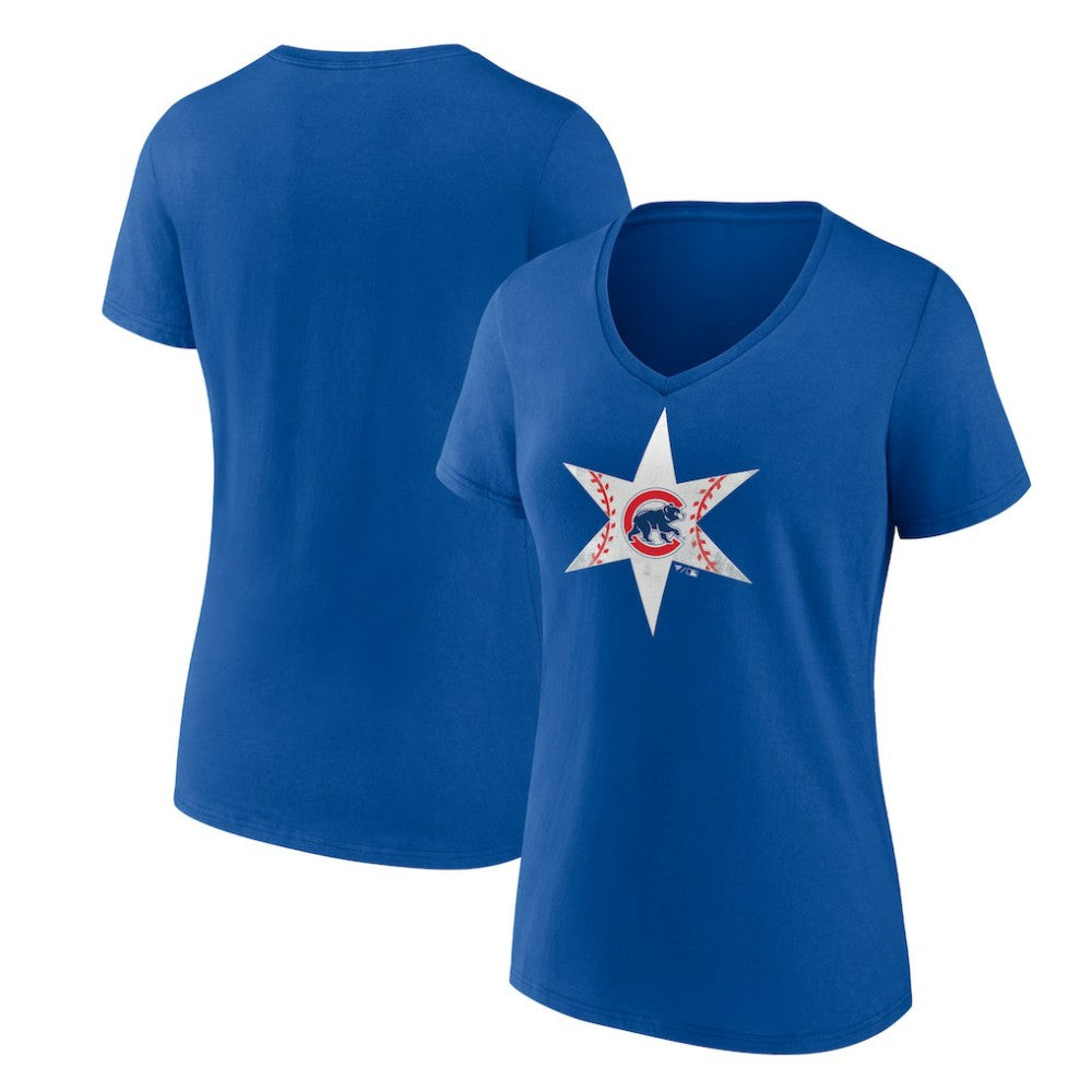 Chicago Cubs Women's Hometown Collection Chi Star V-Neck T-Shirt - MLB T-shirts