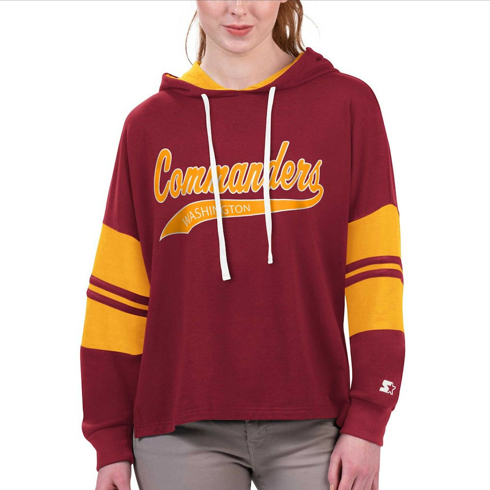 Washington Commanders Starter Women's Bump And Run Long Sleeve Hoodie T-Shirt | NFL Outlet
