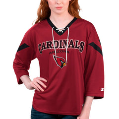 Arizona Cardinals Starter Women's Rally Lace-Up 3/4 Sleeve T-Shirt | NFL Sale