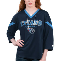Tennessee Titans Starter Women's Rally Lace-Up 3/4 Sleeve T-Shirt | NFL New