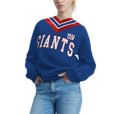 New York Giants Tommy Hilfiger Women's Heidi Raglan V-Neck Sweater | NFL US