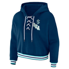 Seattle Kraken WEAR by Erin Andrews Women's Lace-Up Pullover Hoodie - NHL Hoodies
