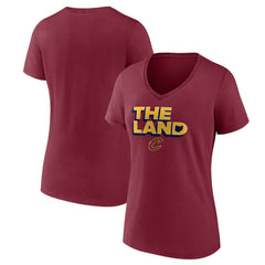 Wine Cleveland Cavaliers Women's Hometown Collection The Land V-Neck T-Shirt sale | NBA