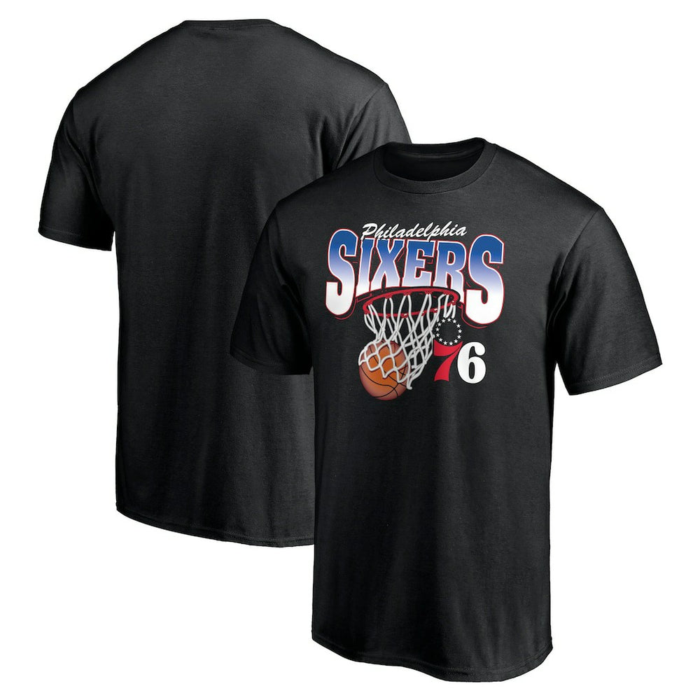 Black Philadelphia 76ers Balanced Floor T-Shirt | NBA