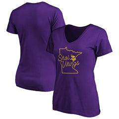 Minnesota Vikings Women's Script V-Neck T-Shirt | NFL Discount