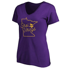 Minnesota Vikings Women's Script V-Neck T-Shirt | NFL Discount