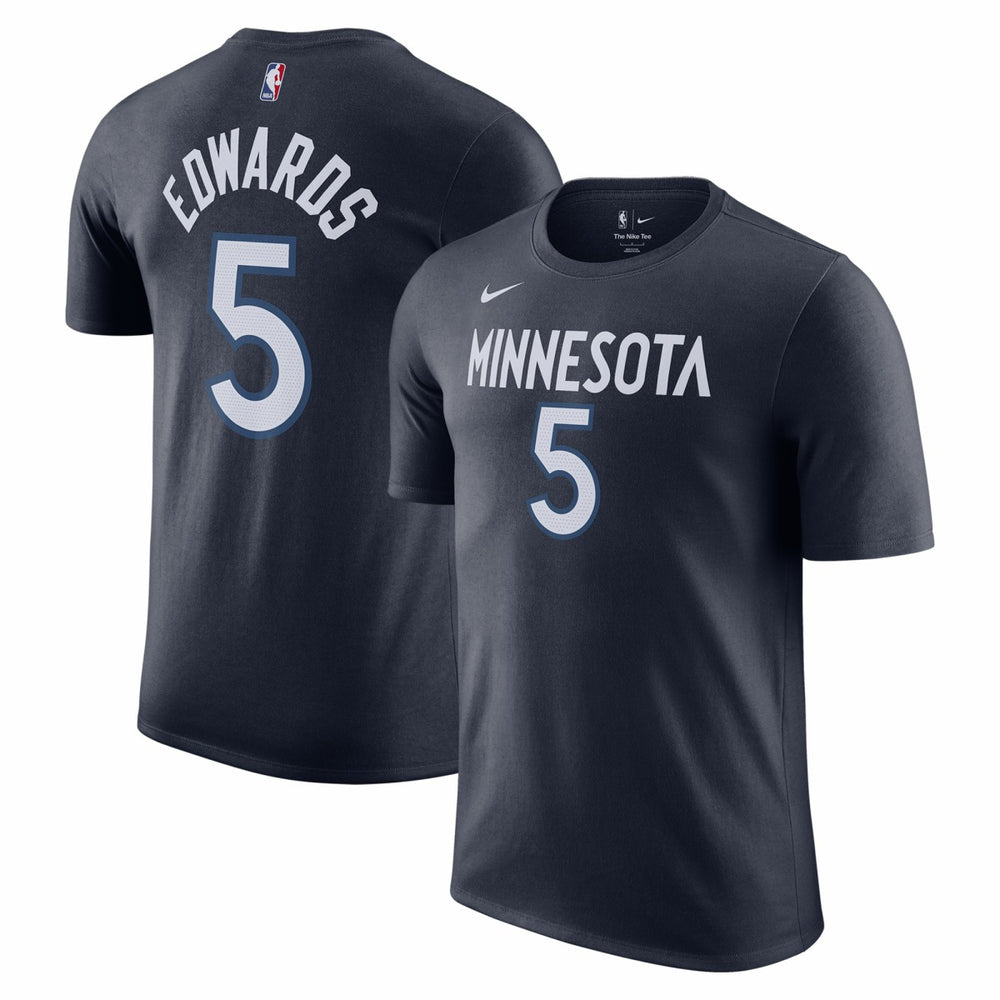 Navy Anthony Edwards Minnesota Timberwolves Icon 2022/23 Name & Number T-Shirt | NBA
