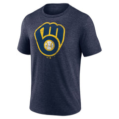 Milwaukee Brewers Official Logo Tri-Blend T-Shirt - MLB T-shirts