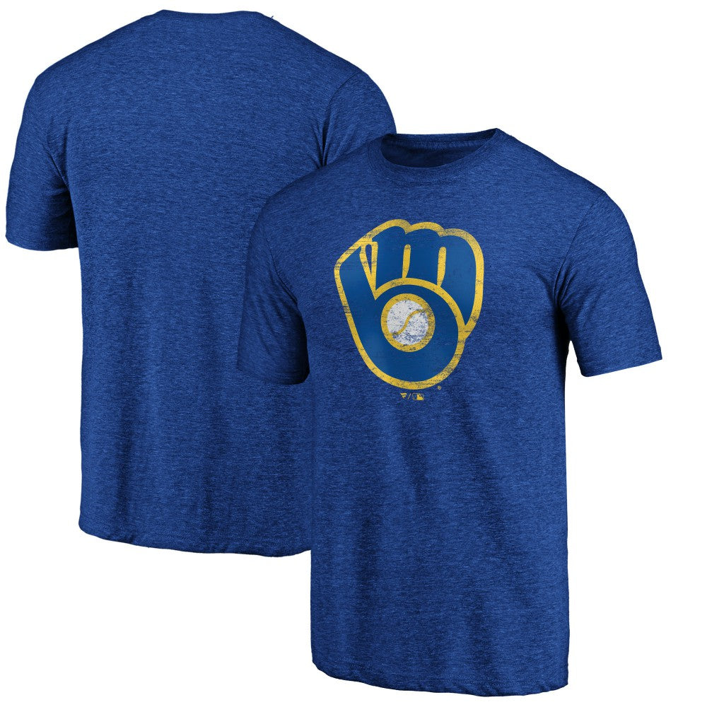 Milwaukee Brewers Official Logo Tri-Blend T-Shirt - MLB T-shirts