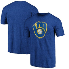 Milwaukee Brewers Official Logo Tri-Blend T-Shirt - MLB T-shirts