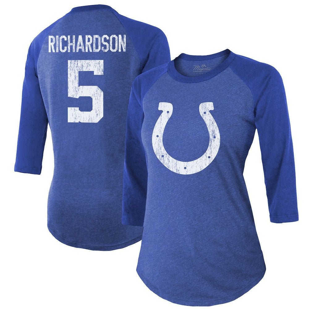 Indianapolis Colts Anthony Richardson Majestic Threads Women's Player Name & Number Tri-Blend 3/4-Sleeve Fitted T-Shirt | NFL Hot