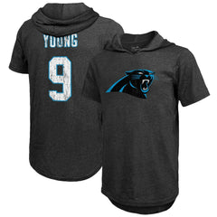 Carolina Panthers Bryce Young Majestic Threads Player Name & Number Tri-Blend Slim Fit Hoodie T-Shirt | NFL Online