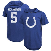 Indianapolis Colts Anthony Richardson Majestic Threads Player Name & Number Tri-Blend Slim Fit Hoodie T-Shirt | NFL On sale