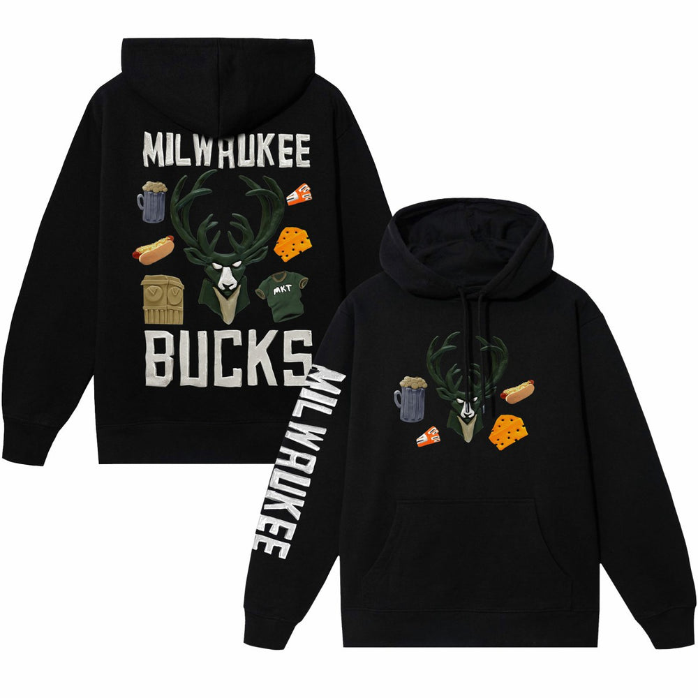 Black Milwaukee Bucks NBA x MARKET Unisex Claymation Pullover Hoodie | NBA