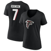 Atlanta Falcons Bijan Robinson Women's Icon Name & Number V-Neck T-Shirt | NFL Near me