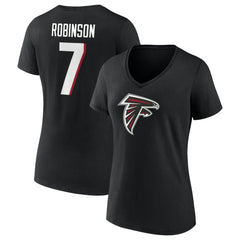 Atlanta Falcons Bijan Robinson Women's Icon Name & Number V-Neck T-Shirt | NFL Near me