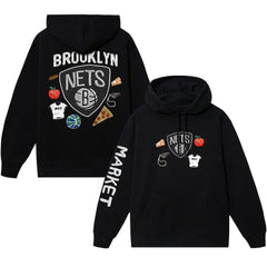 Black Brooklyn Nets NBA x MARKET Unisex Claymation Pullover Hoodie | NBA