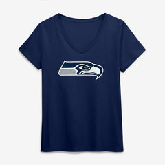 Seattle Seahawks Logo Athletic Women's Primary Logo V-Neck T-Shirt | NFL Hot