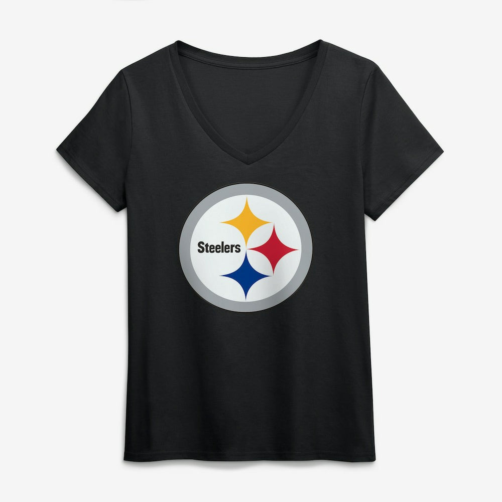 Pittsburgh Steelers Logo Athletic Women's Primary Logo V-Neck T-Shirt | NFL Discount