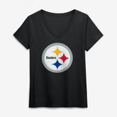 Pittsburgh Steelers Logo Athletic Women's Primary Logo V-Neck T-Shirt | NFL Discount