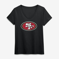 San Francisco 49ers Logo Athletic Women's Primary Logo V-Neck T-Shirt | NFL Outlet