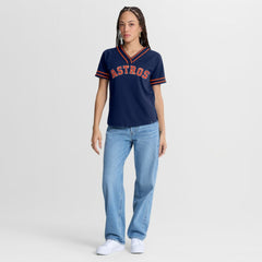 Houston Astros Fanatics Women's Diva Race Ahead Raglan V-Neck T-Shirt - MLB T-shirts