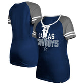 Dallas Cowboys Women's Raglan Lace-Up T-Shirt | NFL Outlet