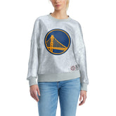 Silver Golden State Warriors Tommy Jeans Women's Tracy Pullover Sweatshirt sale | NBA