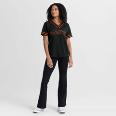 San Francisco Giants Fanatics Women's Diva Race Ahead Raglan V-Neck T-Shirt - MLB T-shirts