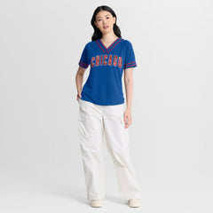 Chicago Cubs Fanatics Women's Diva Race Ahead Raglan V-Neck T-Shirt - MLB T-shirts