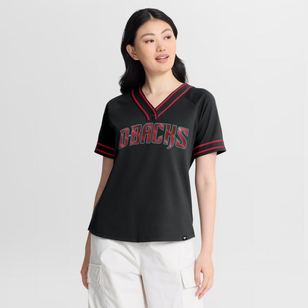 Arizona Diamondbacks Fanatics Women's Diva Race Ahead Raglan V-Neck T-Shirt - MLB T-shirts