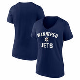 Winnipeg Jets Logo Athletic Women's Arch Victory V-Neck T-Shirt - NHL T-shirts
