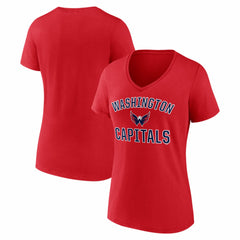 Washington Capitals Logo Athletic Women's Arch Victory V-Neck T-Shirt - NHL T-shirts