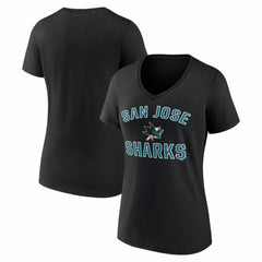 San Jose Sharks Logo Athletic Women's Arch Victory V-Neck T-Shirt - NHL T-shirts