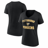 Pittsburgh Penguins Logo Athletic Women's Arch Victory V-Neck T-Shirt - NHL T-shirts