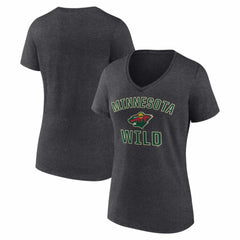 Minnesota Wild Logo Athletic Women's Arch Victory V-Neck T-Shirt - NHL T-shirts