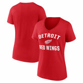 Detroit Red Wings Logo Athletic Women's Arch Victory V-Neck T-Shirt - NHL T-shirts