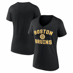 Boston Bruins Logo Athletic Women's Arch Victory V-Neck T-Shirt - NHL T-shirts