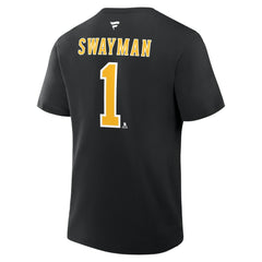 Jeremy Swayman Boston Bruins Fanatics Authentic Stack Name & Number T-Shirt - NHL T-shirts