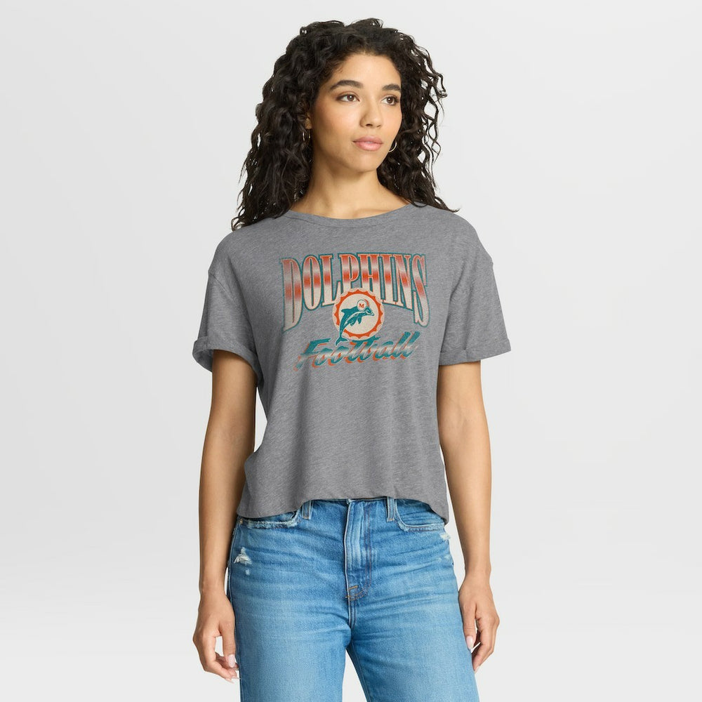 Miami Dolphins Women's Overplayed Tribute Tri-Blend Boxy T-Shirt | NFL On sale