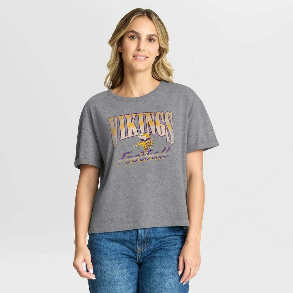 Minnesota Vikings Women's Overplayed Tribute Tri-Blend Boxy T-Shirt | NFL On sale