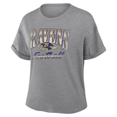 Baltimore Ravens Women's Overplayed Tribute Tri-Blend Boxy T-Shirt | NFL Outlet