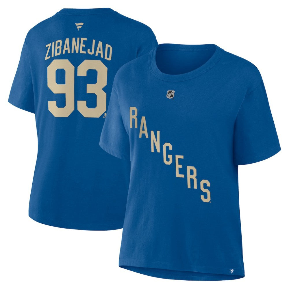 Mika Zibanejad New York Rangers Fanatics Women's Authentic Stack Name & Number T-Shirt - NHL T-shirts