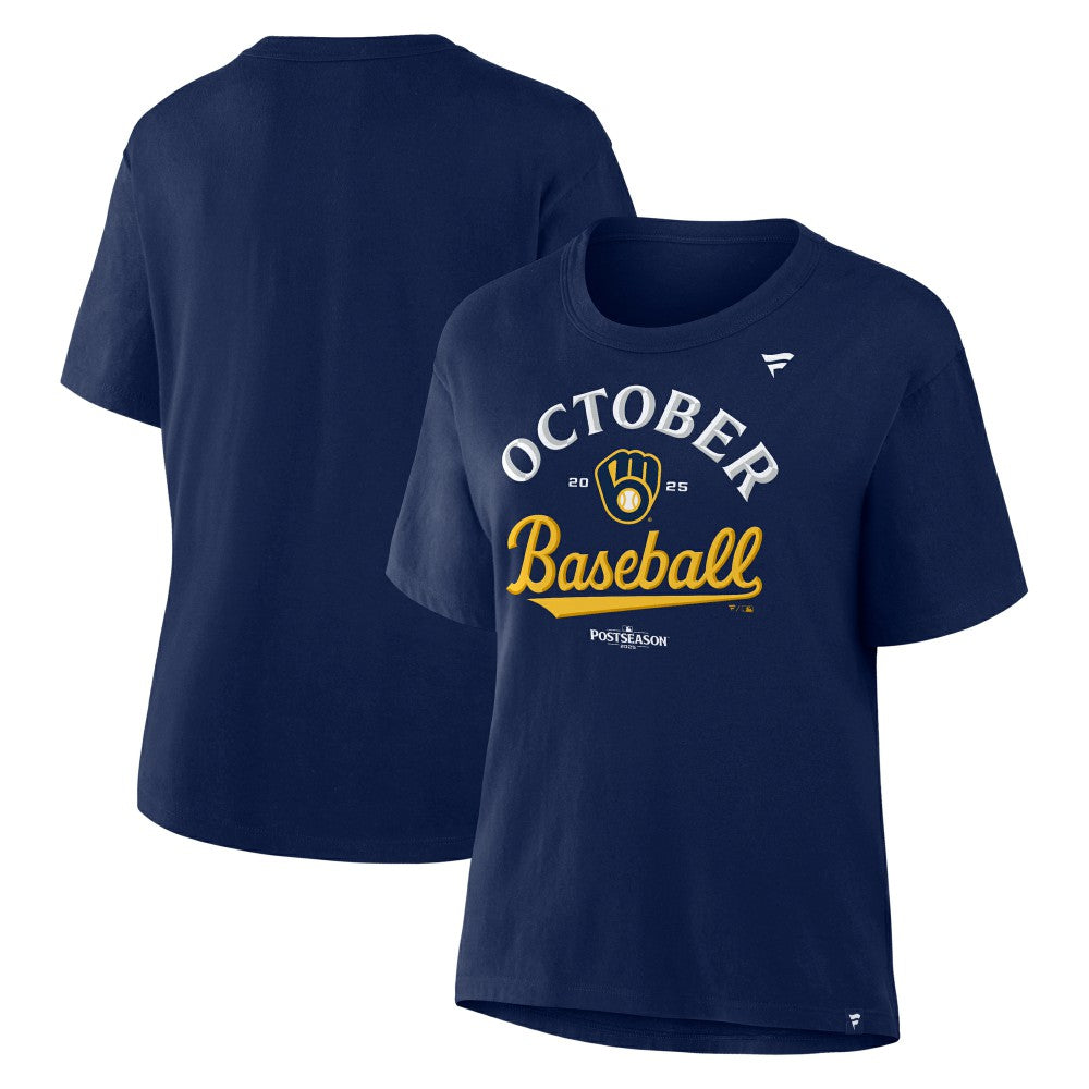 Milwaukee Brewers Women's 2025 MLB Postseason Locker Room T-Shirt - MLB T-shirts