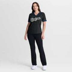 Los Angeles Dodgers Fanatics Women's Diva Race Ahead Raglan V-Neck T-Shirt - MLB T-shirts