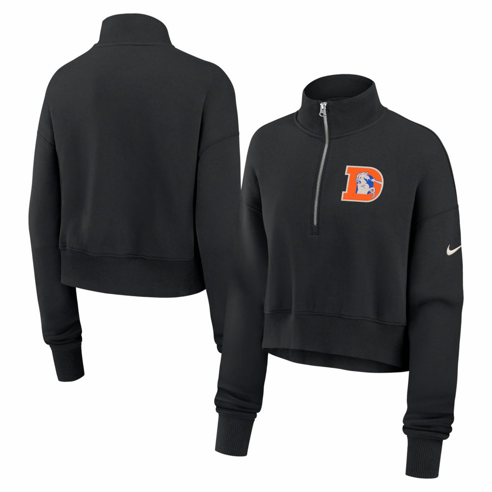 Denver Broncos Women's Legacy Phoenix Fleece Cropped Half-Zip Sweatshirt | NFL Online