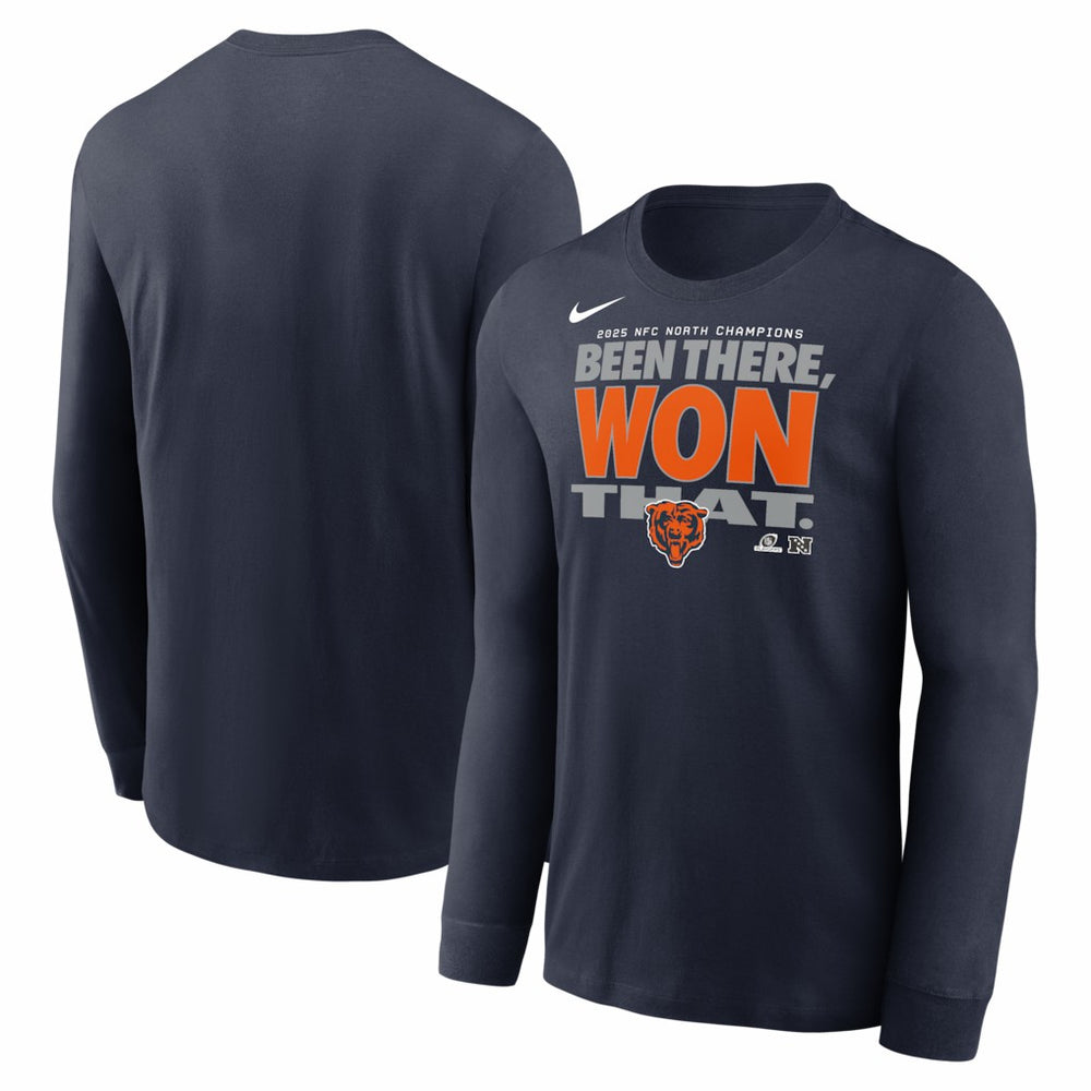 Chicago Bears 2025 NFC North Division Champions Locker Room Trophy Collection Long Sleeve T-Shirt | NFL Discount