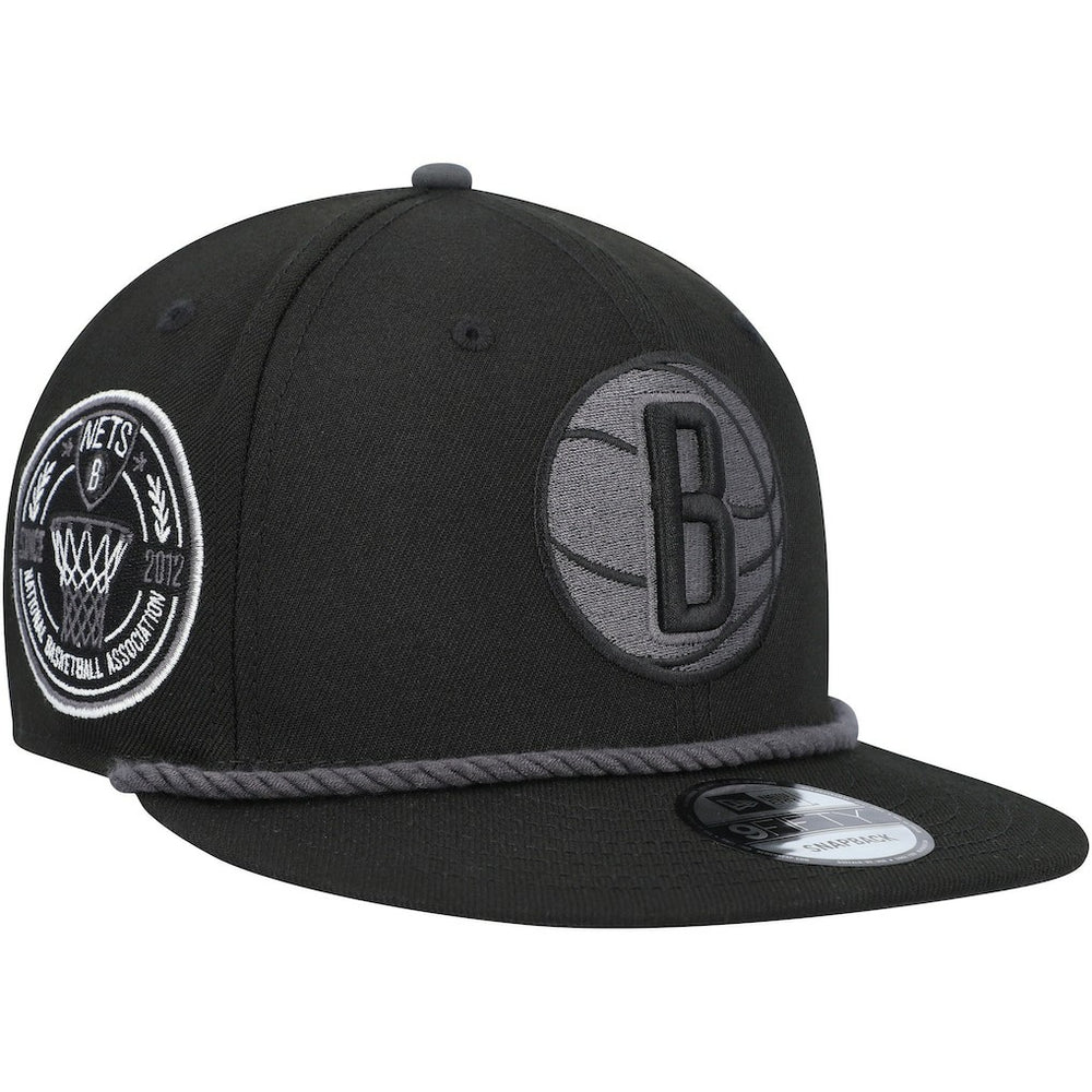 Black Brooklyn Nets Back Laurels 9FIFTY Snapback Hat | NBA