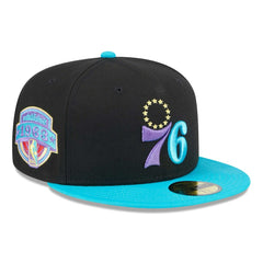 Black/Turquoise Philadelphia 76ers Arcade Scheme 59FIFTY Fitted Hat | NBA