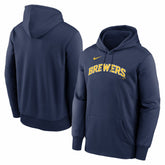 Milwaukee Brewers Nike Primary Wordmark Therma Hoodie - MLB Hoodies